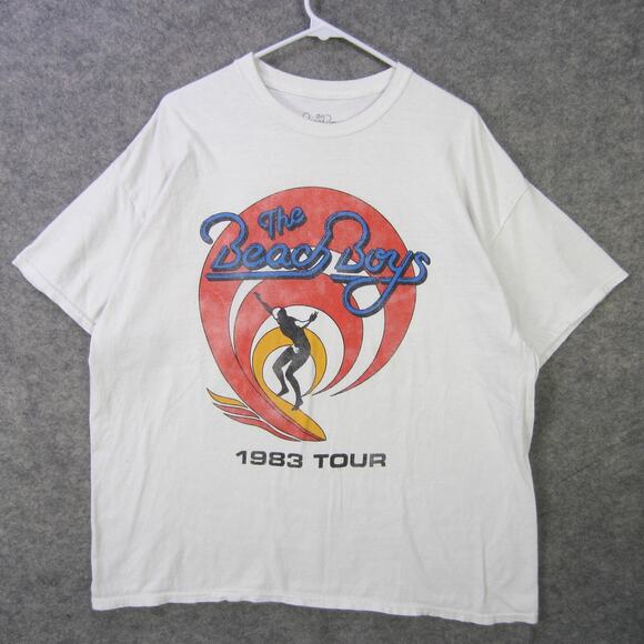 The Beach Boys Shirt Mens XL White 1983 Tour Graphic Band Rock Tee Concert Surf - Picture 1 of 9